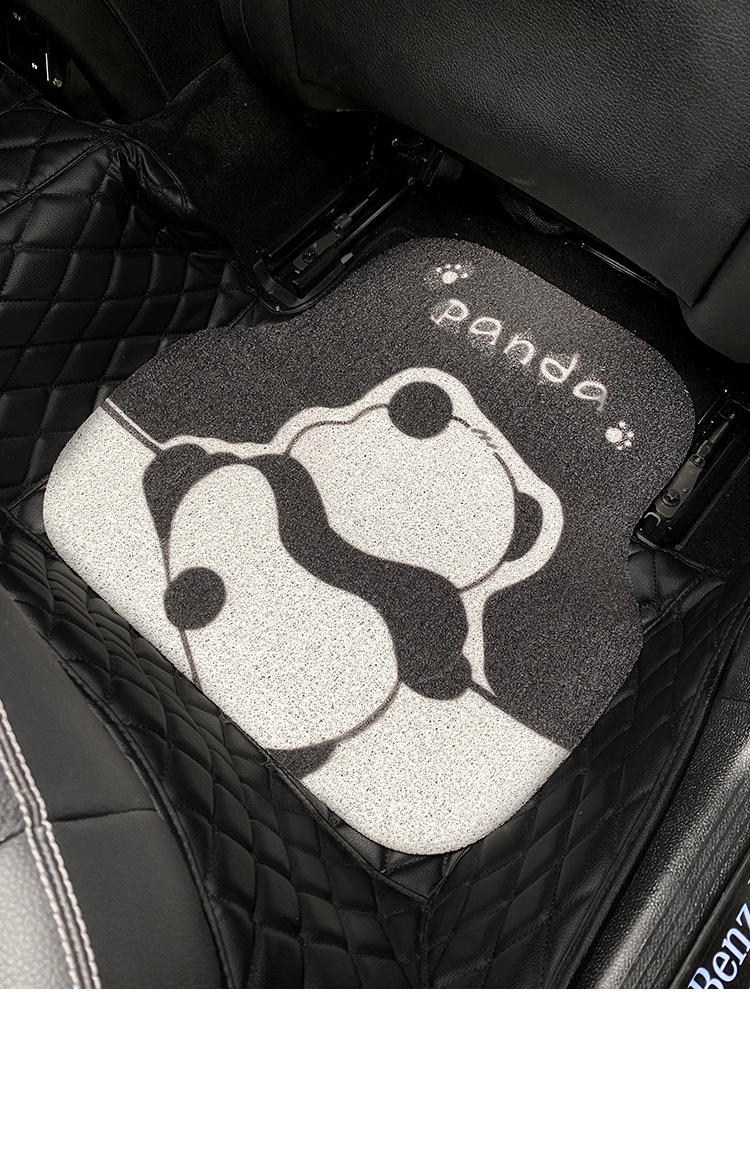 Cartoon Panda Car Mat Wire Ring Universal Single Piece Main Driving Anti-Dirty Decoration Car Mat Rear Pad
