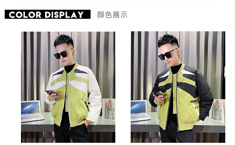Description Picture 6 of item2023 Winter Warm Jacket for Men Fashion Spliced Men's Parka Social BomberJackets Windproof Casual Business Baseball Jacket