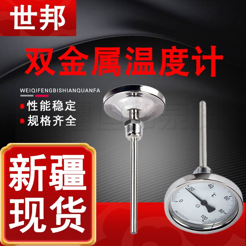 双金属温度计新疆工业温度计WSS-411径向型不锈钢温度计0-100℃
