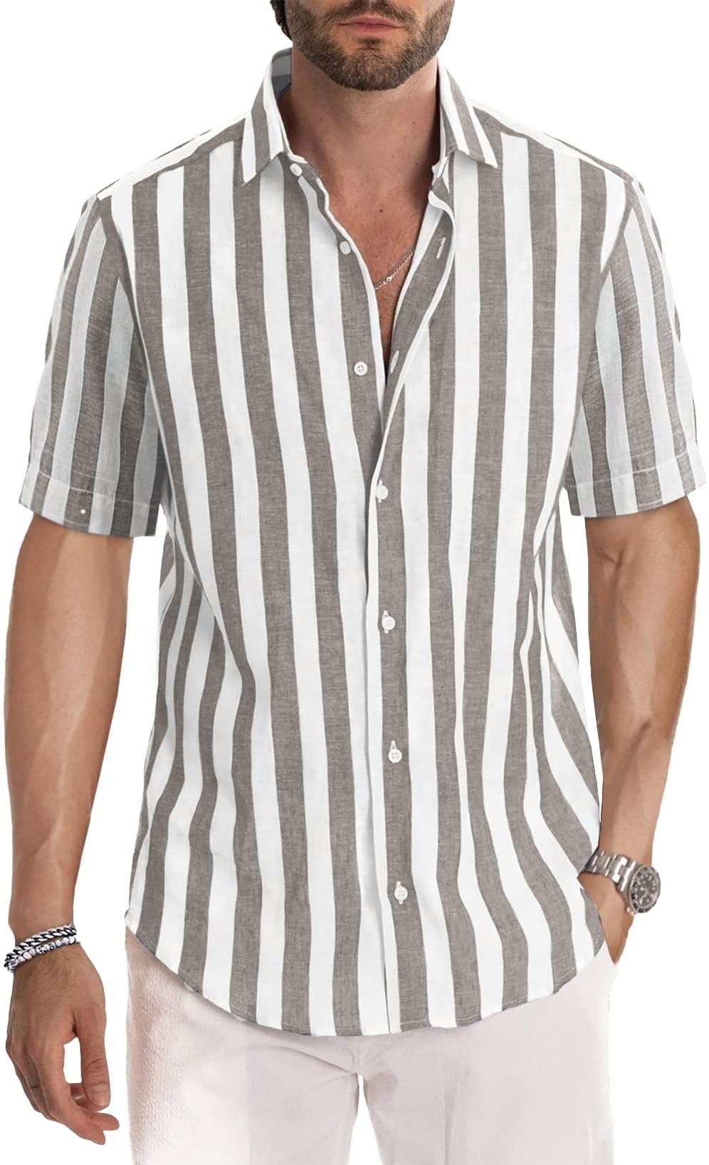 Men's Stripe Blouse Men's Clothing display picture 8