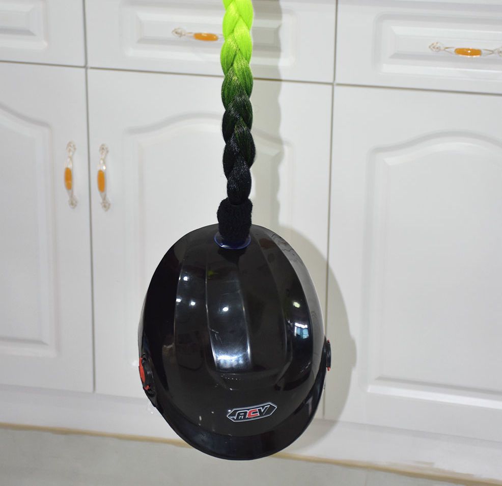 Helmet with Dreadlocks, Braids, Double Ponytails, Full Helmet, Delivery Rider, Motorcycle Decoration