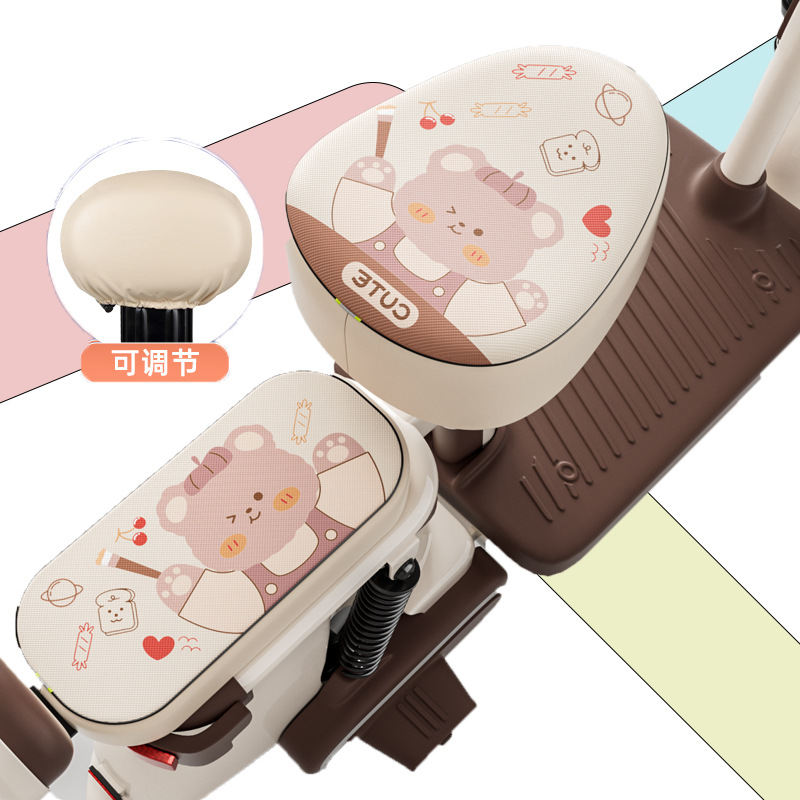 Wear-resistant Detachable PU – Universal Electric car cushion - drawing-bear-front-seat