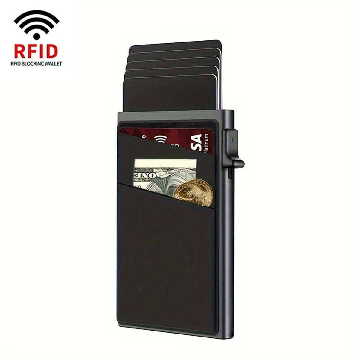 2025 производитель новый мужской картридж простой ультратонкий RFID защитный чехол для кошелька из алюминиевого сплава боковой патрон