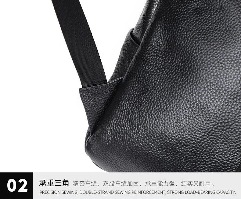 Ba lô nam da bò lớp đầu tiên đơn giản, túi đựng laptop đi học đi làm du lịch 42×32×12 cm — Màu đen chi tiết 18
