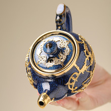 窑变金镶玉功夫茶壶钧窑镶金茶杯家用茶壶办公客厅高端中国风高档