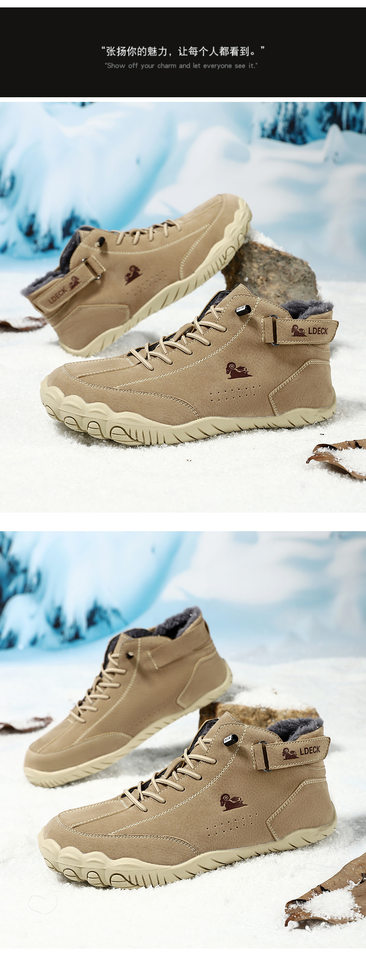 Giày bốt Martin nam cổ thấp lót nhung giữ ấm, đế cao su chống trượt, cỡ lớn đến 46 — C2499 màu kaki, C2499 màu xám, C2499 màu đen, C2499M màu kaki chi tiết 22
