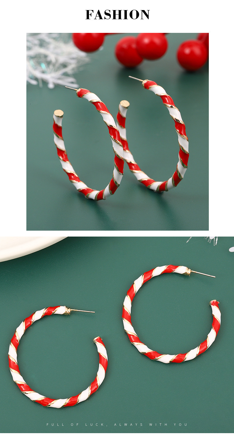 Kerst Klassiek Kleurblokpatroon Druppelende Olie Legering Legering Oorknopjes display picture 2