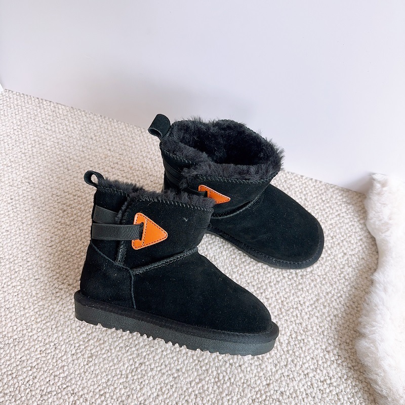 Neue Kinder-Schneestiefel aus echtem Leder, plüschig und warm für Jungen und Mädchen, wasserdichte Mädchenstiefel, Baby_voghion.com