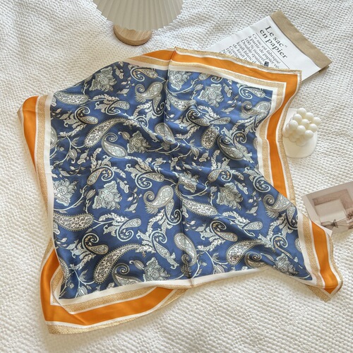 High-quality Korean-style silk scarf for women: petite square neckerchief, versatile faux silk multi-functional hairband—perfect for spring, summer, and fall, offering a lightweight, breathable wrap.