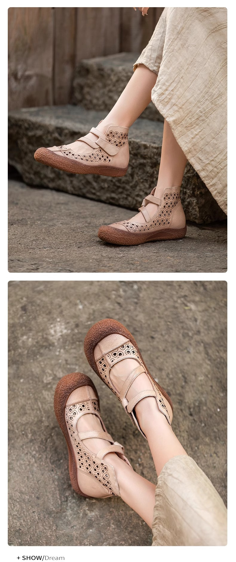 Women's Retro Comfortable Low Cut Shoes Breathable Slip-on Casual_voghion.com
