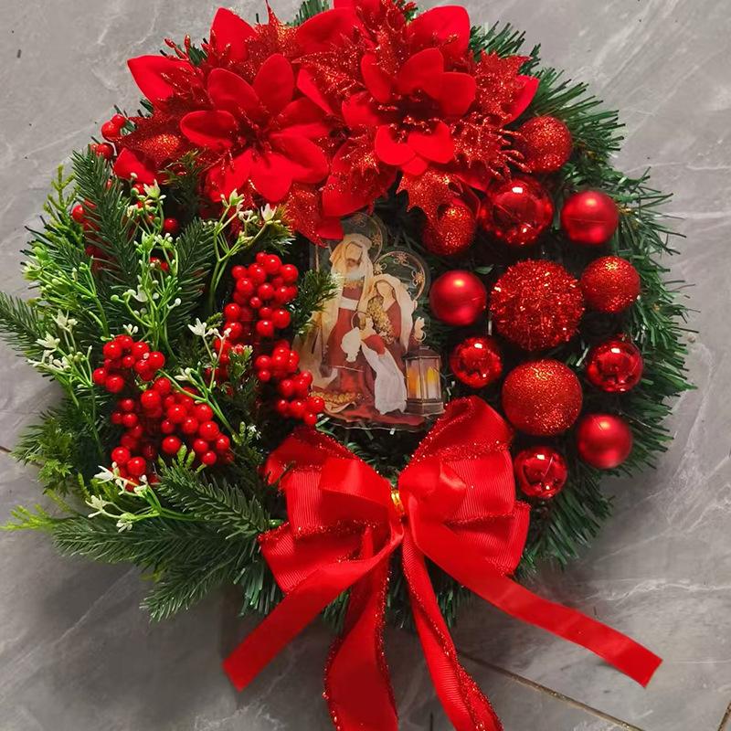 30 cm Weihnachtskranz für Haustür, Rotgold, Fenster, Wand, Türdekoration, 2024, Weihnachtsgirlande, Ornament, Guirnalda Navidad – Detail 4
