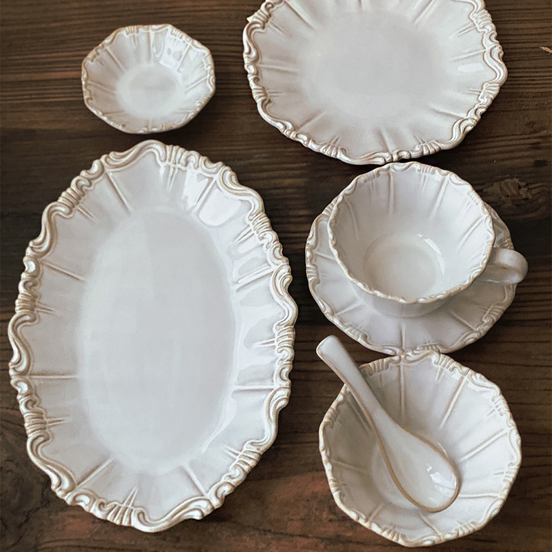 New Classical Ceramic Bowl Household Tableware Plate Bowl suit Rice Bowl 2025 New Dinner Plate Soup Bowl Rice Bowl