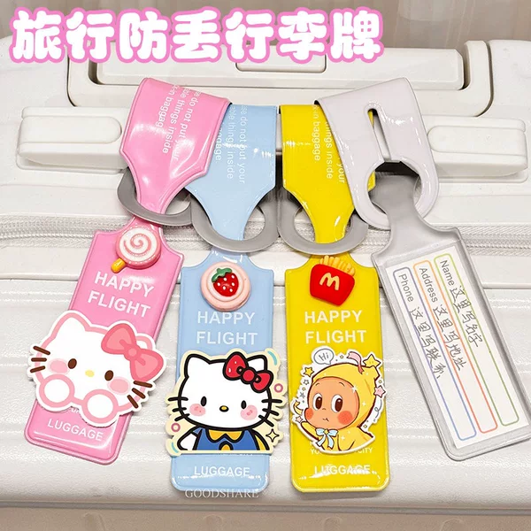 Anti-lost luggage tag for business trips, cute KT cat travel luggage tag, conspicuous luggage tag to prevent misidentification