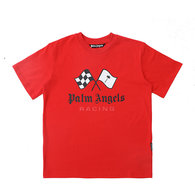 Palm Angels Letter Short-Sleeved T-Shirt for Men and Women, New Summer Style Loose Top for Couples