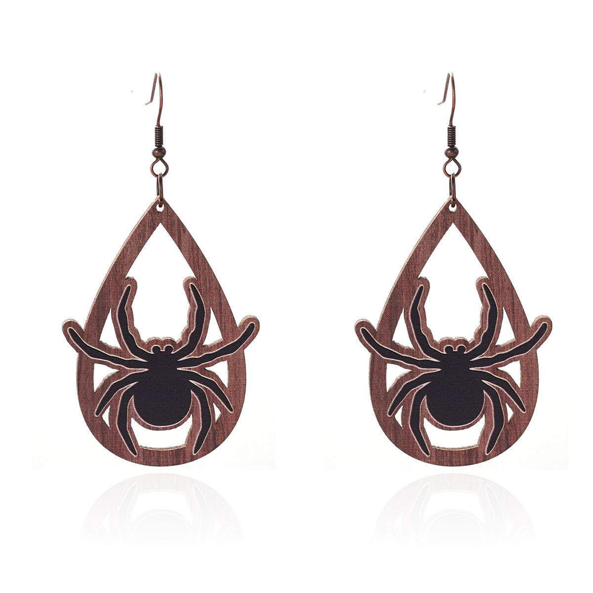 14g Weight Iron Ear Needle Material Drop Earrings Classification 1 Pair Quantity Party, Festival, Street Occasion Wood Material Halloween Festival ghost, Spider, Skull Pattern Women's Gender Hip-Hop, Funny Style 1 Pair Halloween Hip-Hop Funny Ghost Spider Skull Wood Drop Earrings 20