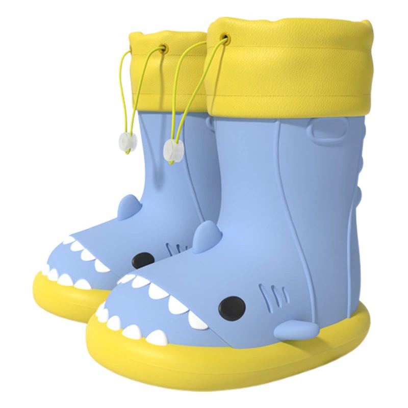 Оптовые детские резиновые сапоги с рисунком акулы для мальчиков и девочек, всесезонные детские сапоги для осени и зимы, водонепроницаемая обувь для малышей и учеников начальной школы