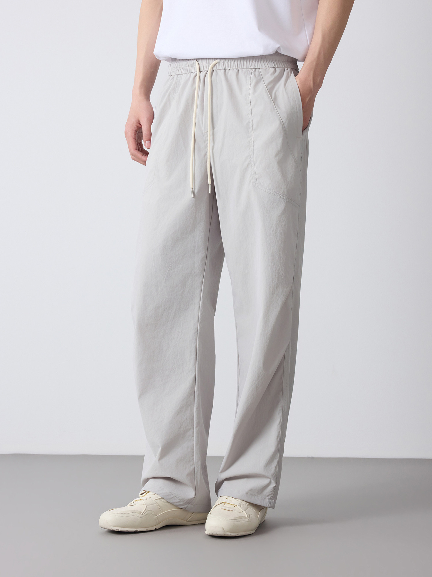 Quần jogger nam dáng rộng thùng thình phong cách thể thao thành phố, cạp chun — đen
