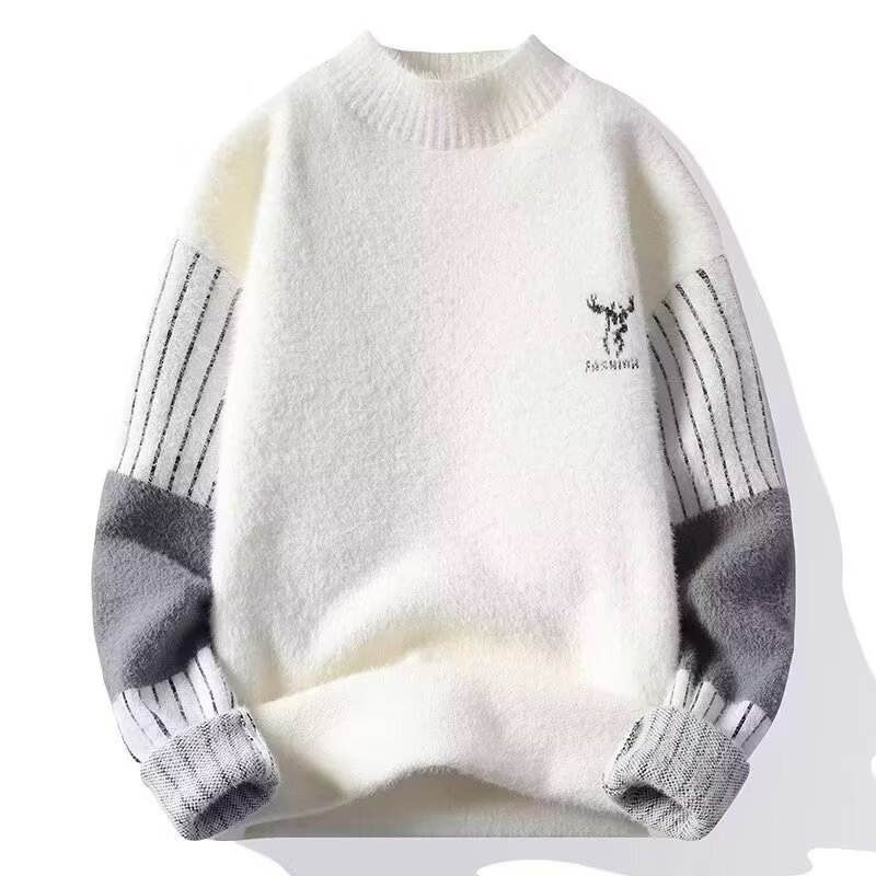 Velvet colored demi-season knitted warm sweater