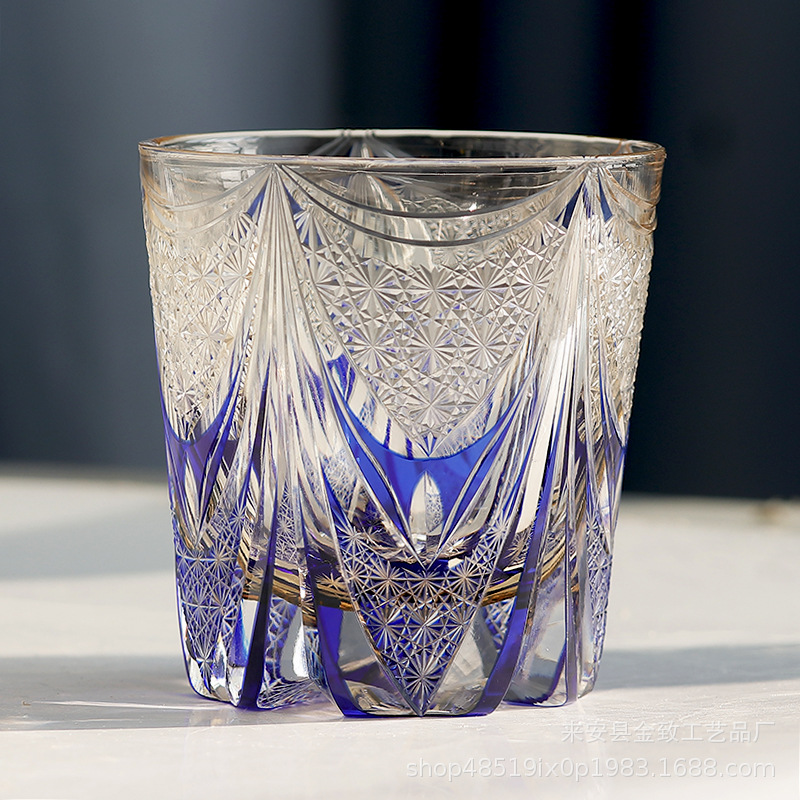 Taza de cristal Edo Chezi Taza de vino de whisky tallada a mano Taza de vino de gama alta Taza de vidrio de cerveza Taza de agua Caja de regalo