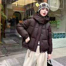 高端羽绒服女冬季新款2025时尚短款连帽设计感好看气质白鸭绒外套