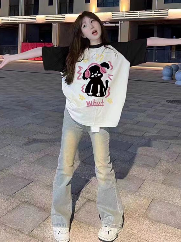 긴 소매 티셔츠 소녀 큰 소년 2024 중학교 고등학생 느슨한 내부 기본 셔츠 옷