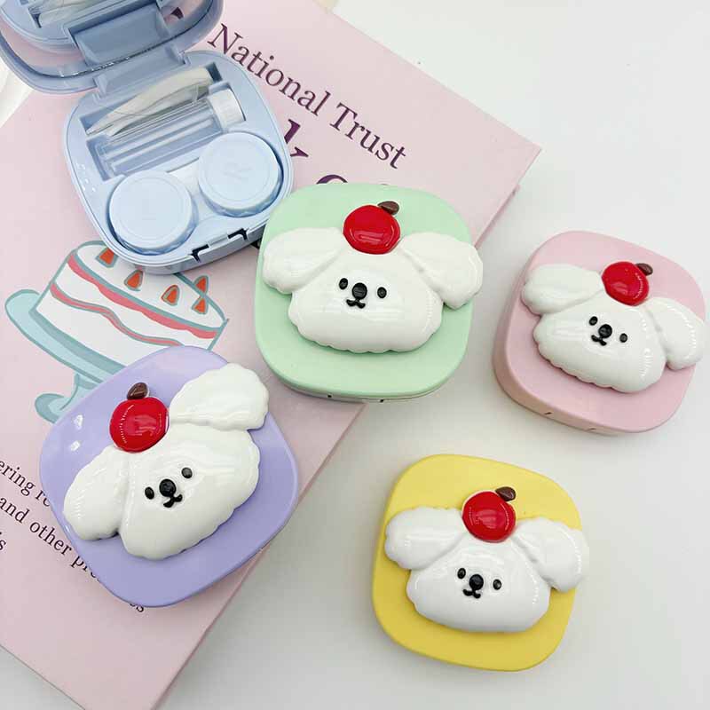Fun Cartoon Pacha Dog Contact Lens Case Girls' Colored Contact Lens Storage Box with Mirror Small and Convenient Double Box