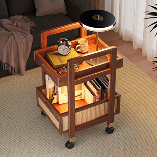 Sofa Side Table, Movable Living Room, Wheeled Side Cabinet, Antique Style Trolley, Bedside Storage Rack, Coffee Table, Small Table