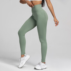 亞馬遜歐美透氣無縫瑜伽服運動健身高腰修身錦綸蜜桃臀跑步褲