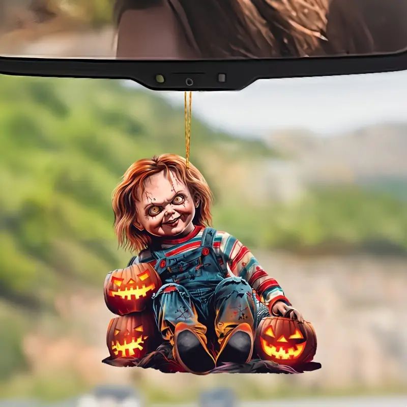 Transfronterizos cicatrices de Halloween asesinar colgante de espejo retrovisor acrílico plano interior colgante de espejo retrovisor decoración