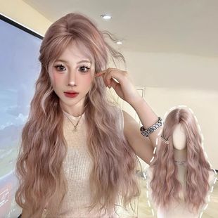 Wig Full Headset Bean Pink Small Lace Long Curly Hair Elegant Age-reducing Simulation Princess Wool Roll