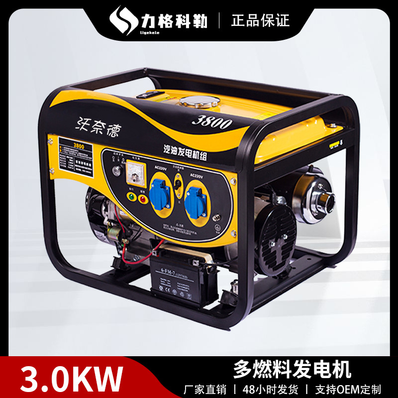 全铜电机小型汽油发电机220v家用单相迷你380V 3KW多燃料现货速发