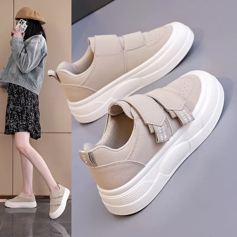 魔术贴板鞋女奶油面包鞋女款2025春夏新款休闲百搭运动鞋女Q2001