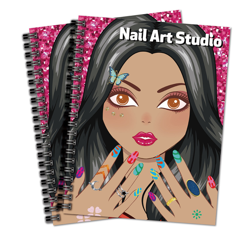 新品儿童贴纸活动书套装Nail Design Book女孩涂色换妆美甲贴纸书|undefined