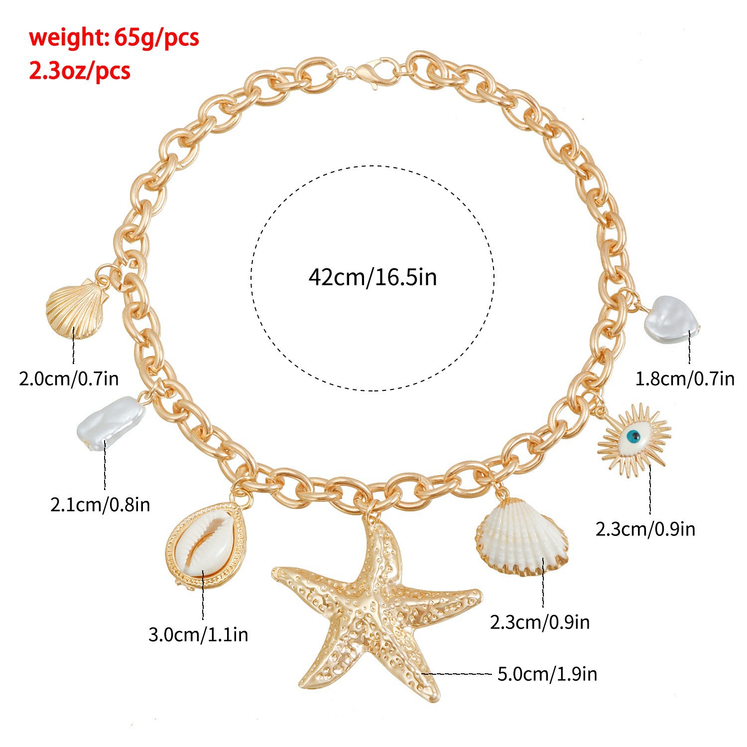 Strandkette Mit Muschel Und Seestern Anhänger Für Damen_voghion.com