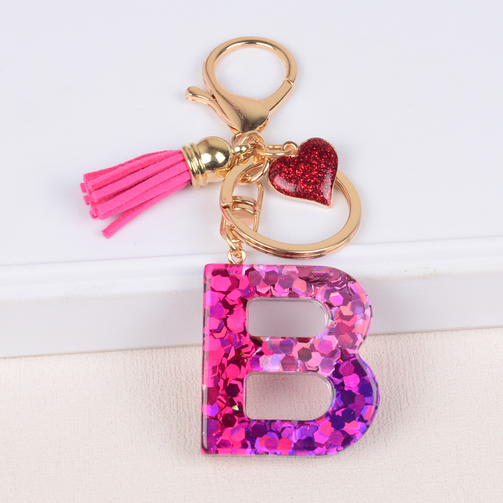 Lady Letter Heart Shape Resin Metal Epoxy Bag Pendant Keychain display picture 6
