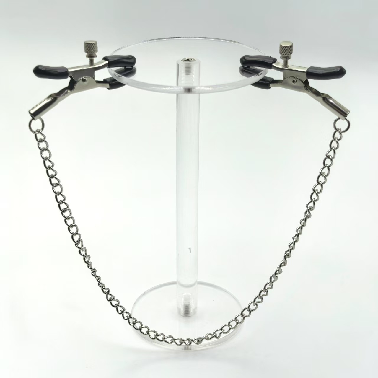 Metal Nipple Clamps with Chain, Black Unisex Adult Sensory Accessory — detail image 2