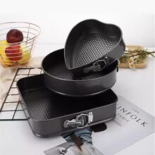 跨境蛋糕模具圆形方形心形模具带扣不沾耐高温易清洗活底脱模烘焙