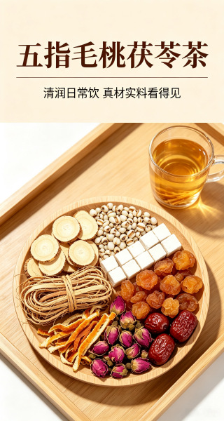 Wuzhimaotao Poria Herbal Tea Sanfu Summer Wellness Tea Individually Packed Whole Herbs 50g key features