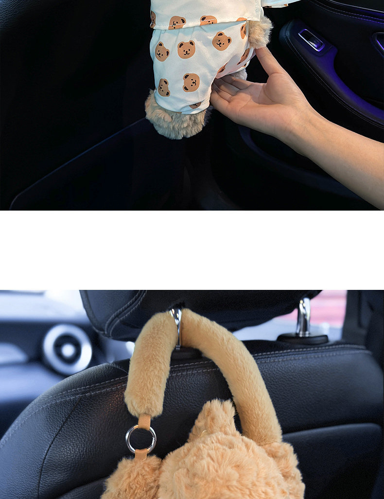 Car-mounted tissue box, cute bear design, high aesthetic value, practical in-car tissue holder, creative car tissue hanging bag for women
