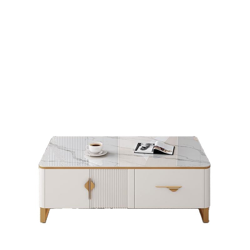 Tablero de roca brillante, mesa de centro de lujo ligero, combinación de mueble de TV, apartamento pequeño, sala de estar doméstica, tipo de almacenamiento, moderno gabinete de piso rojo de Internet