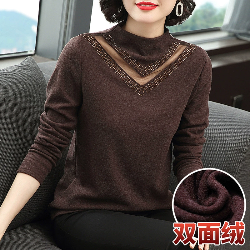 Женская Новинка весны и осени 2023 года, модная футболка с длинными рукавами, Базовая рубашка, стильный Приталенный топ с высоким воротом внутри, для осени и зимы