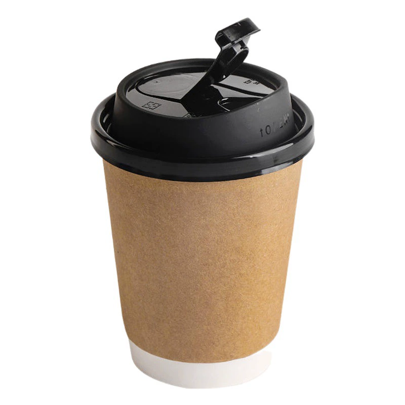 Утолщенный двухслойный одноразовый стаканчик из крафт-бумаги Горячий напиток Коммерческая кофейная чашка с крышкой в банке Жареный чай с молоком на вынос