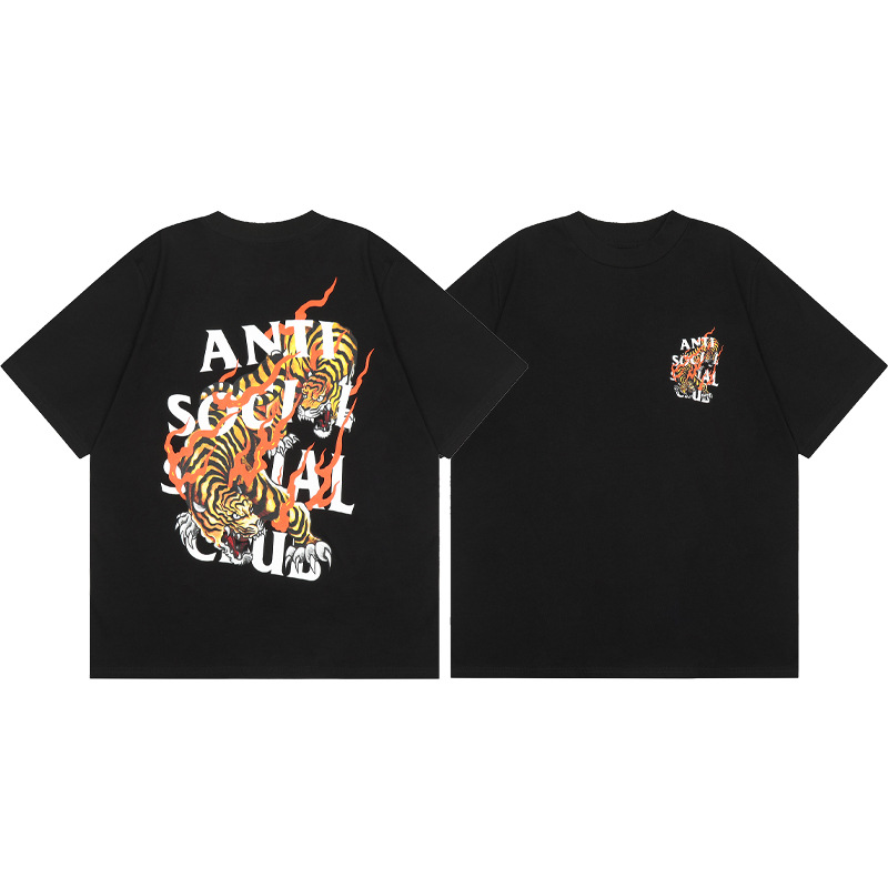 Diferencia de moneda del mercado ASSC CLUB fujiwaro Lightning serie impresa camiseta suelta de manga corta para hombres y mujeres