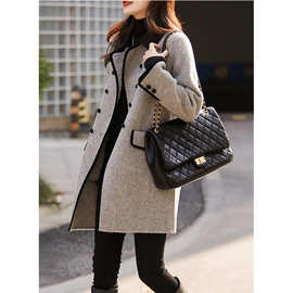 2025新品秋冬新款挺括骨感撞色小翻领双面呢大衣休闲百搭呢子上衣