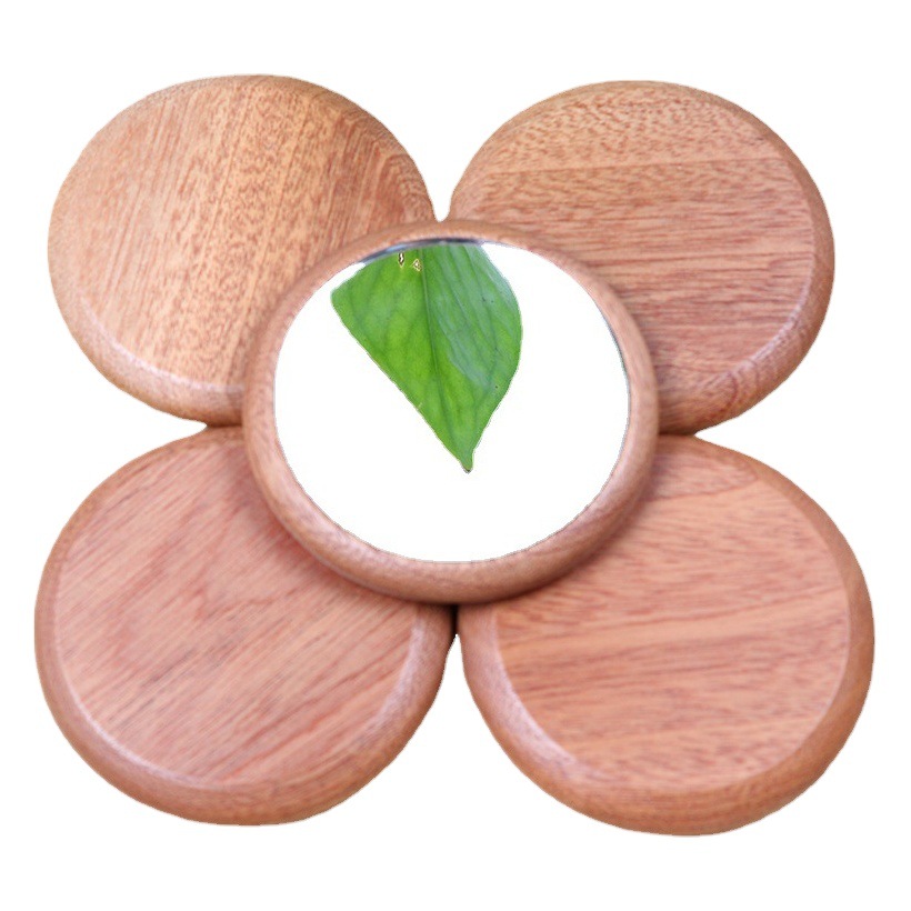 De madera de haya portátil espejo de maquillaje dormitorio estudiante Sapele vestidor espejo HD pequeño espejo redondo espejo