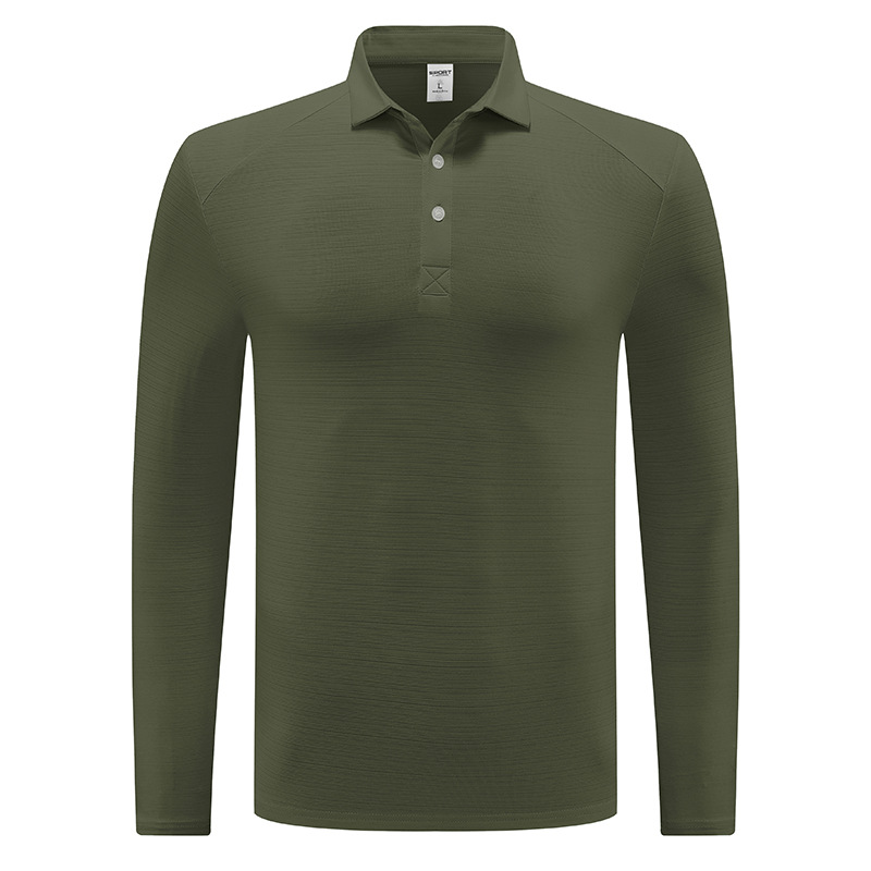 Primavera y otoño al aire libre secado rápido camiseta hombre transpiración sudor de manga larga polo camiseta deportiva elástica de negocios chaqueta casual