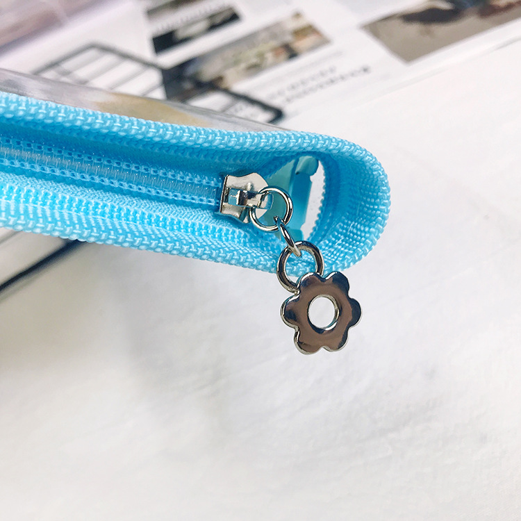 Nueva combinación de estilo coreano A5 transparente 6-agujero con cremallera portátil PVC transparente de hojas sueltas de viaje cuaderno de hojas sueltas