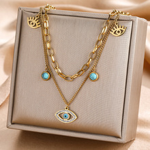 跨境电商恶魔眼项链保色不锈钢钛钢热卖项链