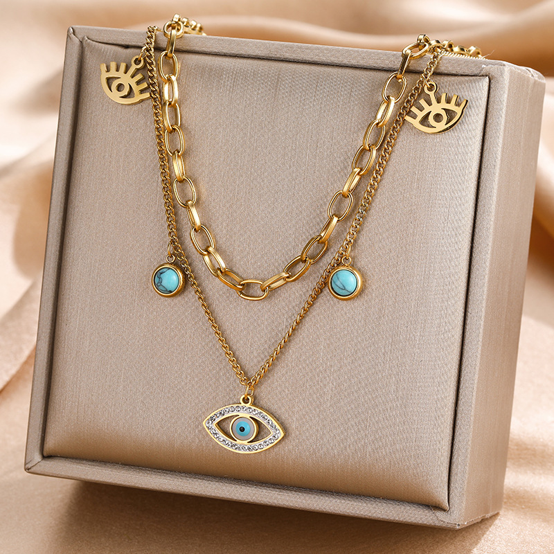 跨境电商恶魔眼项链保色不锈钢钛钢热卖项链