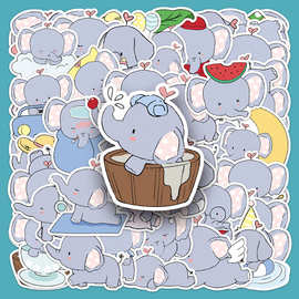 50张原创小象卡通贴画可爱手绘不侵权动物装饰手机手帐本咕卡贴纸